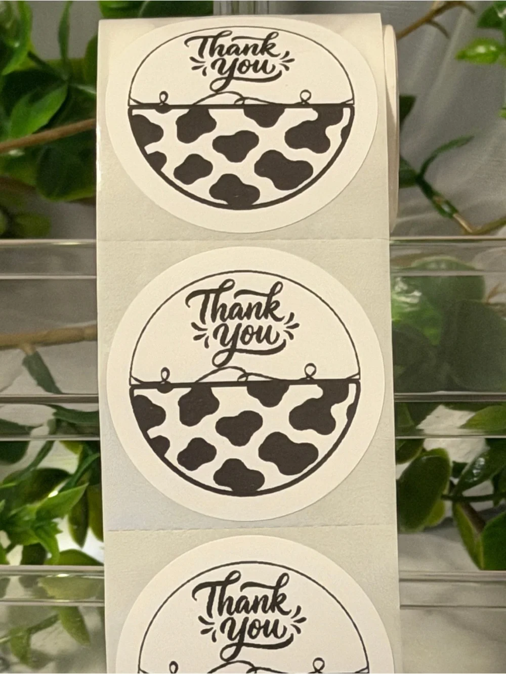 Cow Print Thank You Stickers 2” Round 200 Pack Cute Small Business Labels